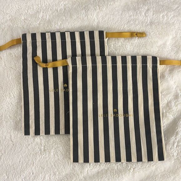 Lele Sadoughi Dustbags Black and Cream Striped Bag - Picture 1 of 1